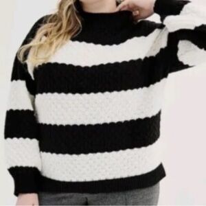 Nine West Black and White Cowl Neck Sweater